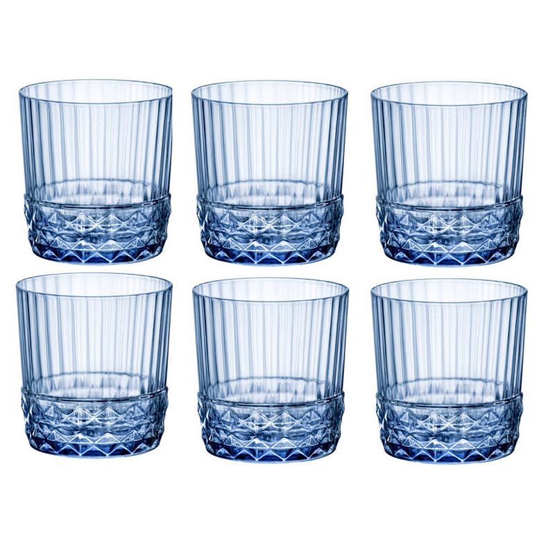 Foto van Bormioli waterglazen america 20's sapphire blue 370 ml - 6 stuks