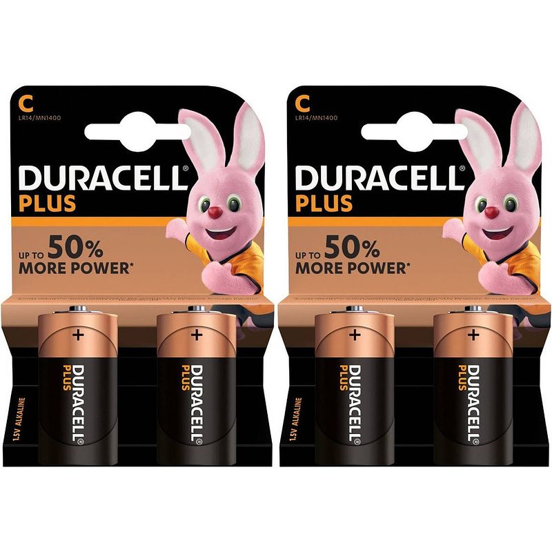 Foto van 4x duracell c plus batterijen alkaline lr14 mn1400 1.5 v - batterijen