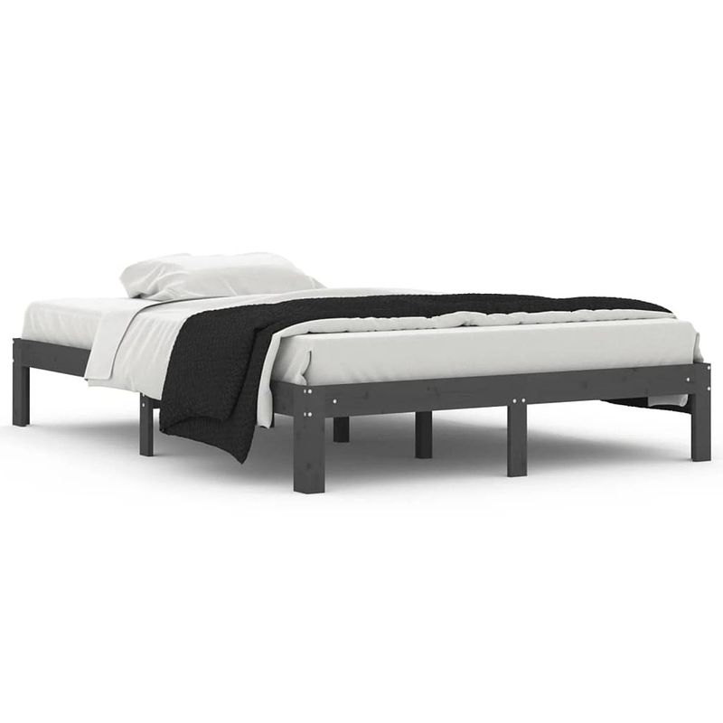 Foto van Vidaxl bedframe massief grenenhout grijs 140x200 cm