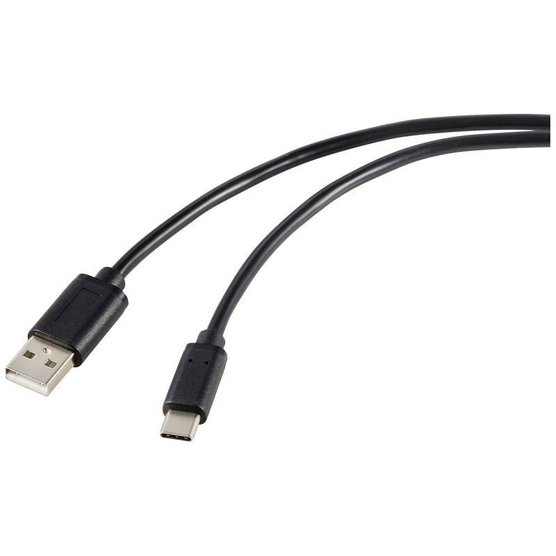 Foto van Renkforce usb-kabel usb 2.0 usb-c stekker, usb-a stekker 1.80 m zwart afscherming totaal rf-5720398