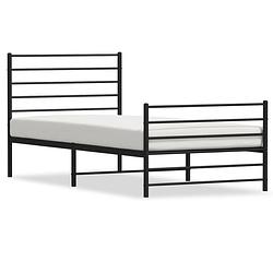 Foto van Vidaxl bedframe met hoofd- en voeteneinde metaal zwart 75x190 cm