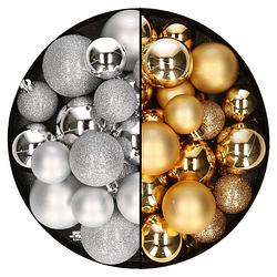 Foto van Decoris kerstballen 60x - mix goud/zilver - 4-5-6 cm - kunststof - kerstbal