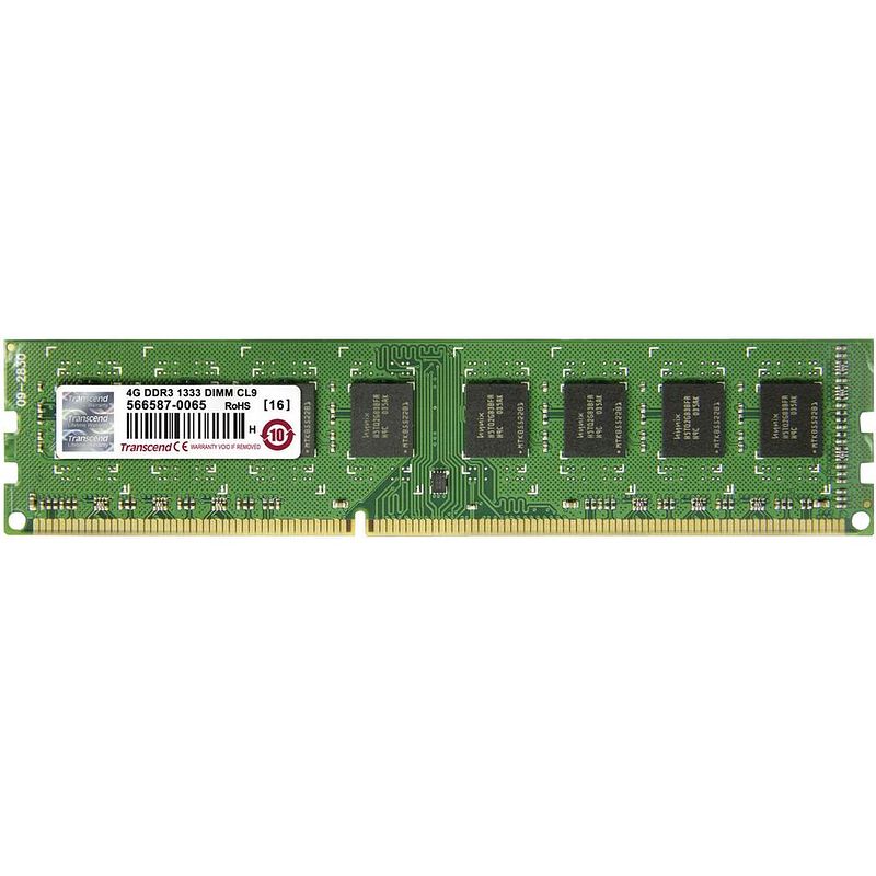 Foto van Transcend jetram werkgeheugenmodule voor pc ddr3 4 gb 1 x 4 gb 1333 mhz 240-pins dimm cl9 jm1333kln-4g