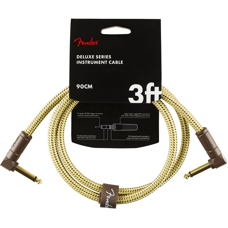 Foto van Fender deluxe cables instrumentkabel 90 cm geel tweed