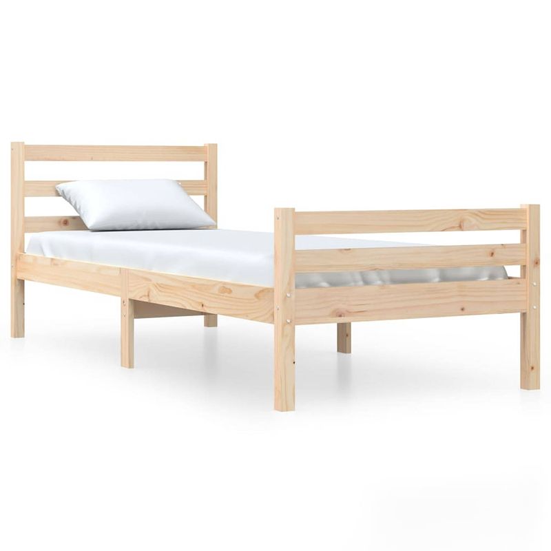 Foto van The living store houten bedframe - eenpersoonsbed - 90 x 200 cm - massief grenenhout