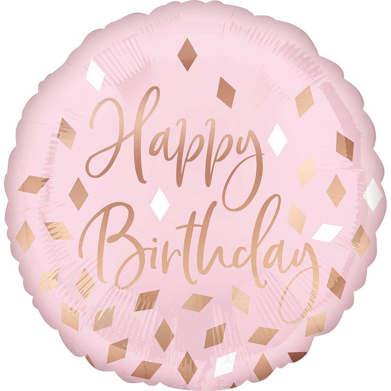 Foto van Amscan folieballon happy birthday meisjes 40 cm roze