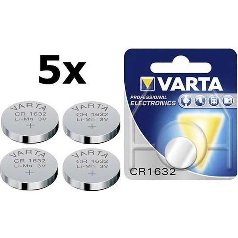 Foto van 5 stuks ( 5 blister a 1 st) varta cr1632 140mah 3v lithium knoopcel batterij