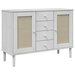 Foto van Vidaxl dressoir senja rattan-look 112x40x80 cm massief grenenhout wit