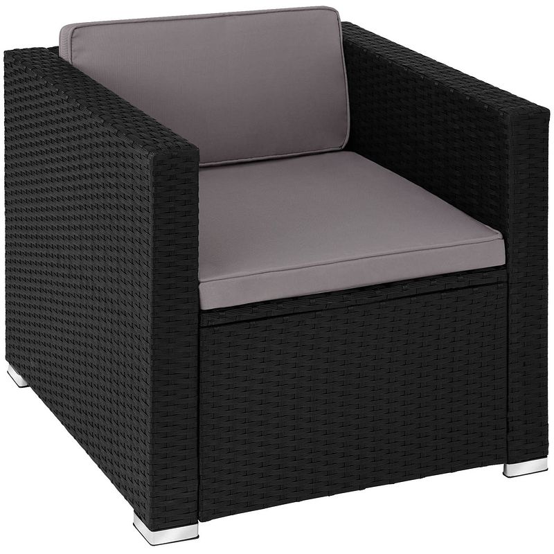 Foto van Tectake® - wicker fauteuil lignano - zwart - 404789