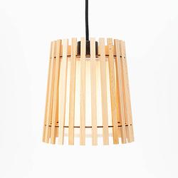 Foto van Eglo fattoria hanglamp - e27 - ø 20 cm - zwart/bruin/wit - hout /textiel