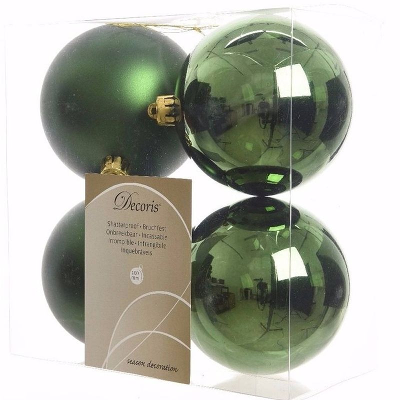 Foto van Ambiance christmas kerstboom decoratie kerstballen 10 cm groen 4 stuks - kerstbal