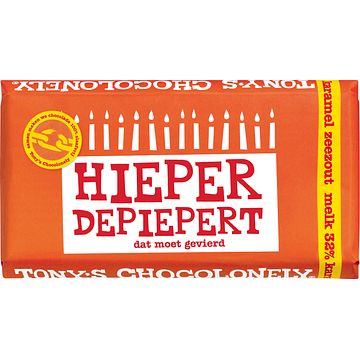 Foto van Tony's chocolonely melkchocolade reep karamel zeezout hieperdepiepert bij jumbo