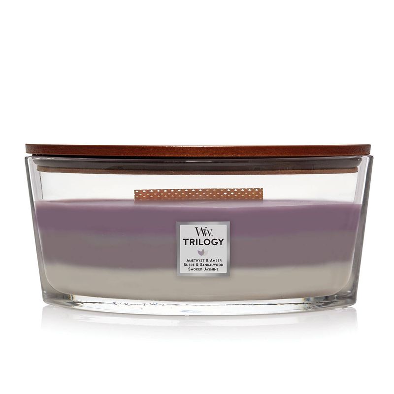 Foto van Woodwick kaars ellipse trilogy amethyst sky - 9 cm / 19 cm