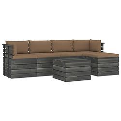 Foto van Vidaxl 6-delige loungeset met kussens pallet massief grenenhout