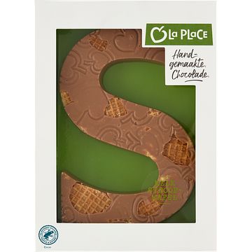 Foto van La place chocoladeletter melkchocolade met stukjes stroopwafel 175g bij jumbo