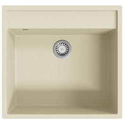 Foto van The living store granieten keukenspoelbak - beige - 530 x 500 x 203 mm - hittebestendig - inclusief zeefje