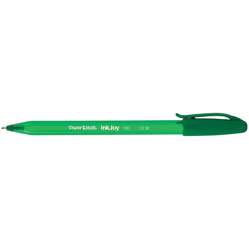 Foto van Paper mate balpen inkjoy 100 met dop, groen 50 stuks