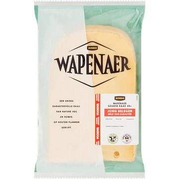 Foto van Wapenaer jong belegen noordhollandse gouda kaas 48+ voordeelverpakking ca. 350g bij jumbo