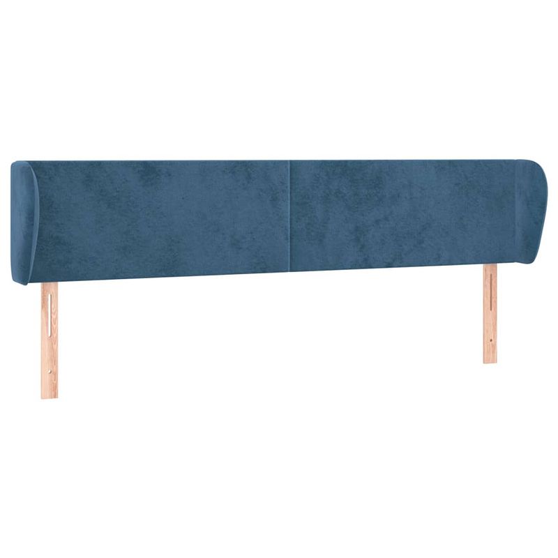 Foto van The living store hoofdbord - 163x23x78/88cm - donkerblauw fluweel