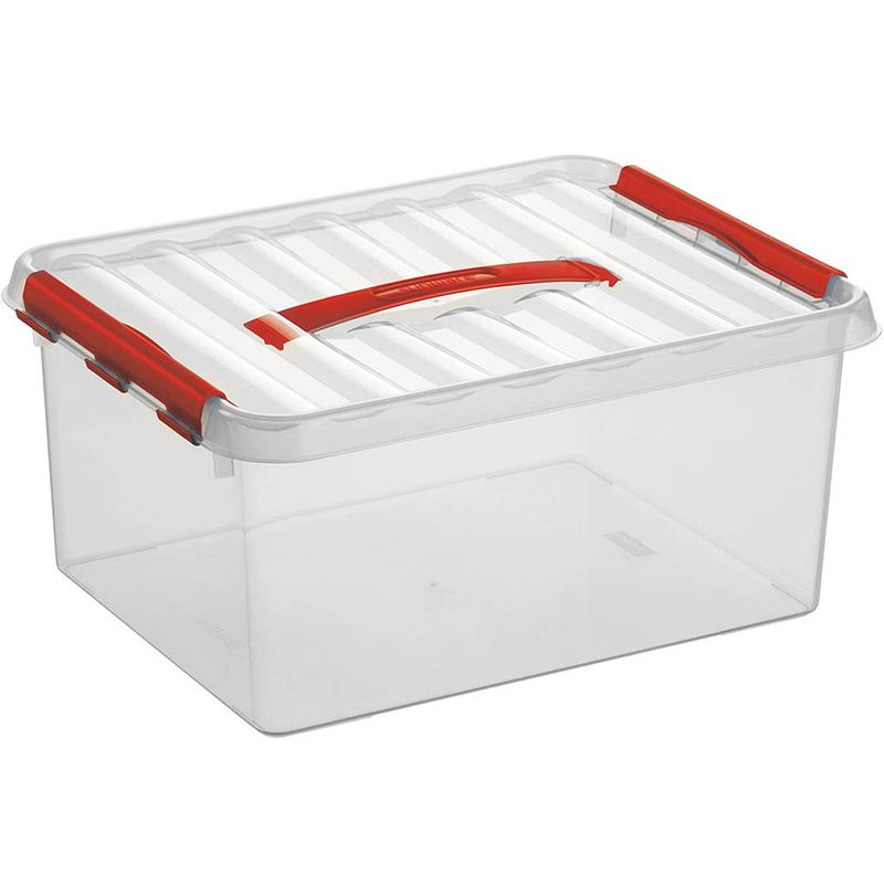 Foto van Sunware - q-line opbergbox 15l transparant rood - 40 x 30 x 18 cm