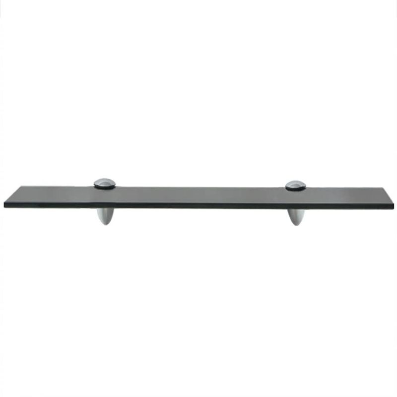 Foto van The living store zwevende plank - glazen schap - zwart - 50 x 20 cm - 8 mm dikte