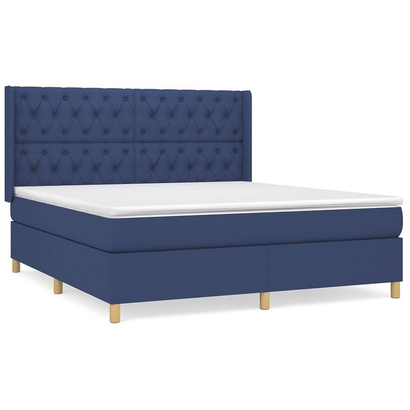 Foto van The living store boxspringbed - bedframe met verstelbaar hoofdbord - pocketvering matras - middelharde ondersteuning -