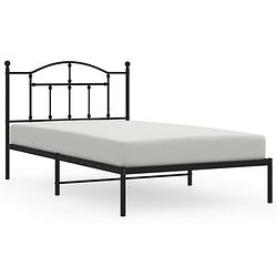 Foto van Vidaxl bedframe met hoofdbord metaal zwart 107x203 cm