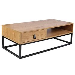 Foto van 4goodz boras tafel laag mdf / metaal 100x50x36 cm - bruin / zwart