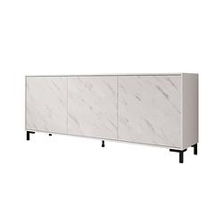 Foto van Meubella dressoir masimo - wit mamer - 200 cm