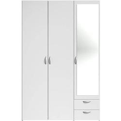 Foto van Parisot varia kledingkast met 3 spiegeldeuren, wit decor - l 120 x d 51 x h 185 cm