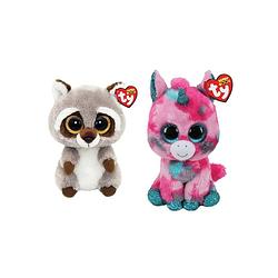 Foto van Ty - knuffel - beanie boo's - gumball unicorn & racoon