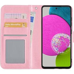 Foto van Basey samsung galaxy a52 hoesje book case kunstleer cover hoes - lichtroze