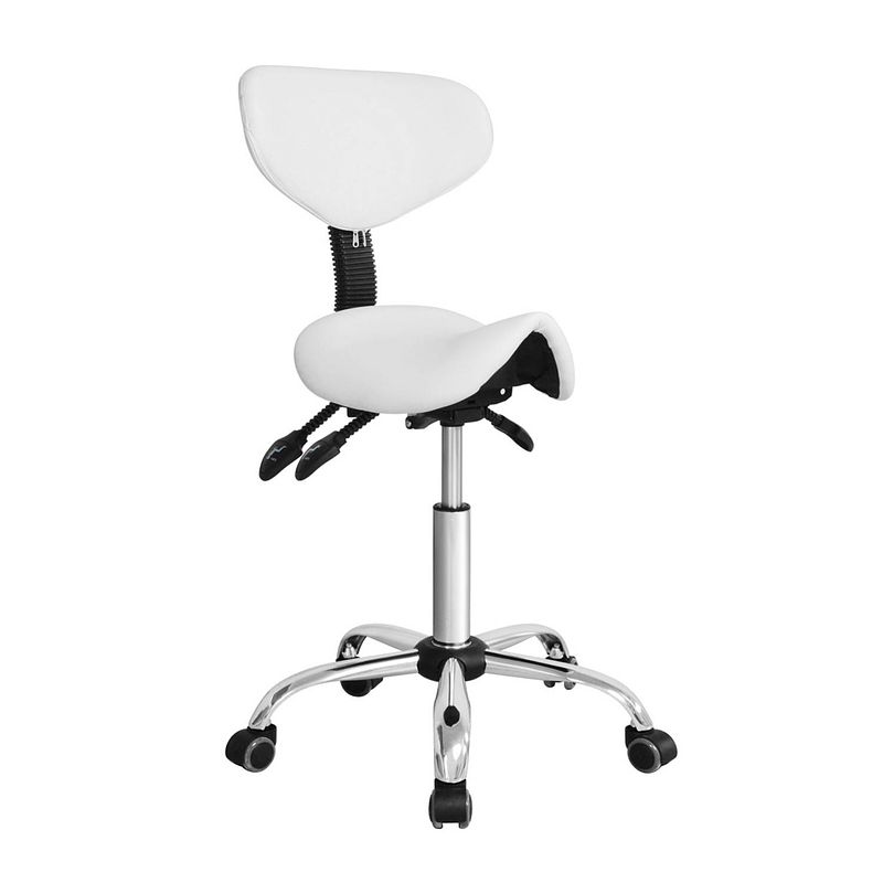 Foto van Zadelkruk ergonomisch - kapperskruk - tabouret - hoogte verstelbaar - rugleuning kantelbaar en verstelbaar