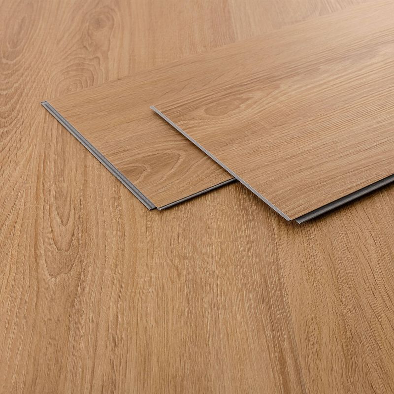 Foto van Ml-design deluxe pvc vloeren, click, 122 cm x 18 cm x 4,2 mm, dikte 4,2 mm, 3,08m²/14 planken, zandkleur eiken, bruin