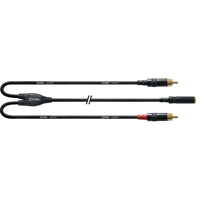 Foto van Cordial cfy0.3ycc intro verloopkabel 3.5mm trs jack fem - 2x rca male 0.3m