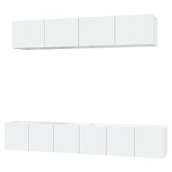 Foto van The living store tv meubel set - hoogglans wit - 3x 60x30x30cm - 2x 80x30x30cm