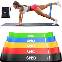 Foto van Sanbo weerstandsbanden set van 5 stuks - extra sterk tot 18kg - resistance band set - fitness elastiek - booty band
