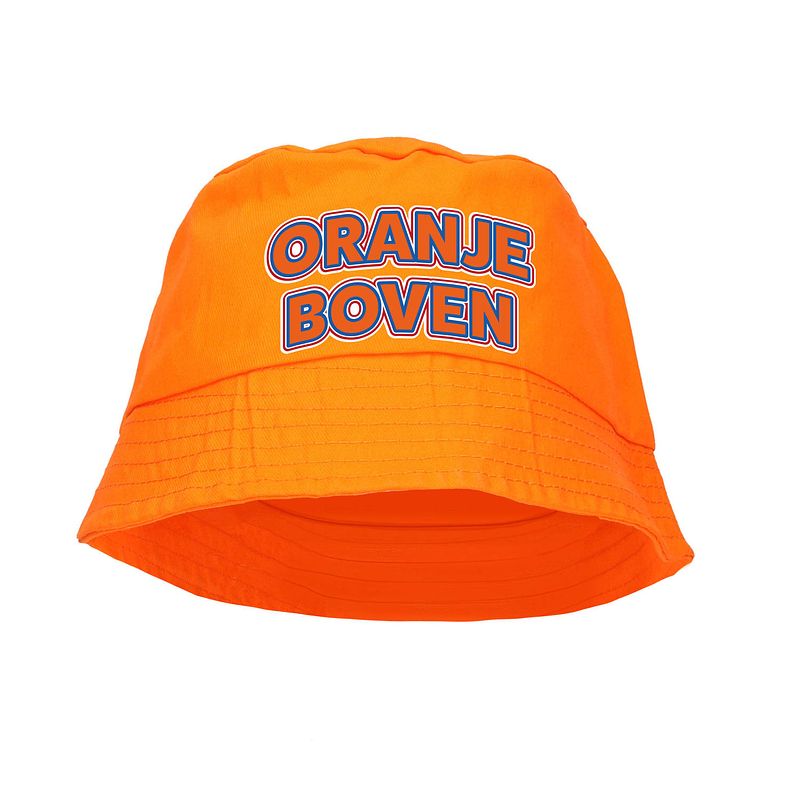 Foto van Koningsdag vissershoedje/bucket hat oranje - oranje boven - 57-58 cm - verkleedhoofddeksels