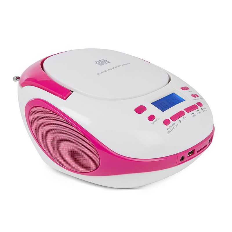 Foto van Nikkei nprc56pk portable radio/cd-speler met usb en bluetooth - wit/roze