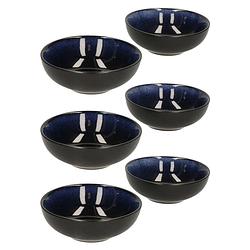 Foto van Svenska living tapas schaaltjes - 6x - zwart/donkerblauw - aardewerk - 12 x 4 cm - snack en tapasschalen