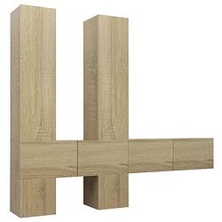 Foto van The living store televisiemeubelset - tv-kasten - hangend - spaanplaat - sonoma eiken - 110 cm