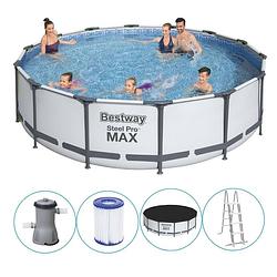 Foto van Bestway - steel pro max - opzetzwembad inclusief filterpomp en accessoires - 427x107 cm - rond