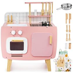 Foto van Mamabrum houten retro keuken met schort en accessoires - roze