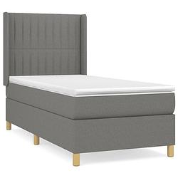 Foto van The living store boxspringbed - bed 193x93x118/128 cm - donkergrijs