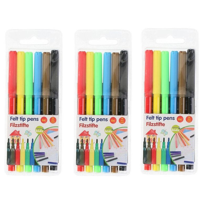 Foto van 18x gekleurde viltstiftjes / stiften - speelgoed viltstiften