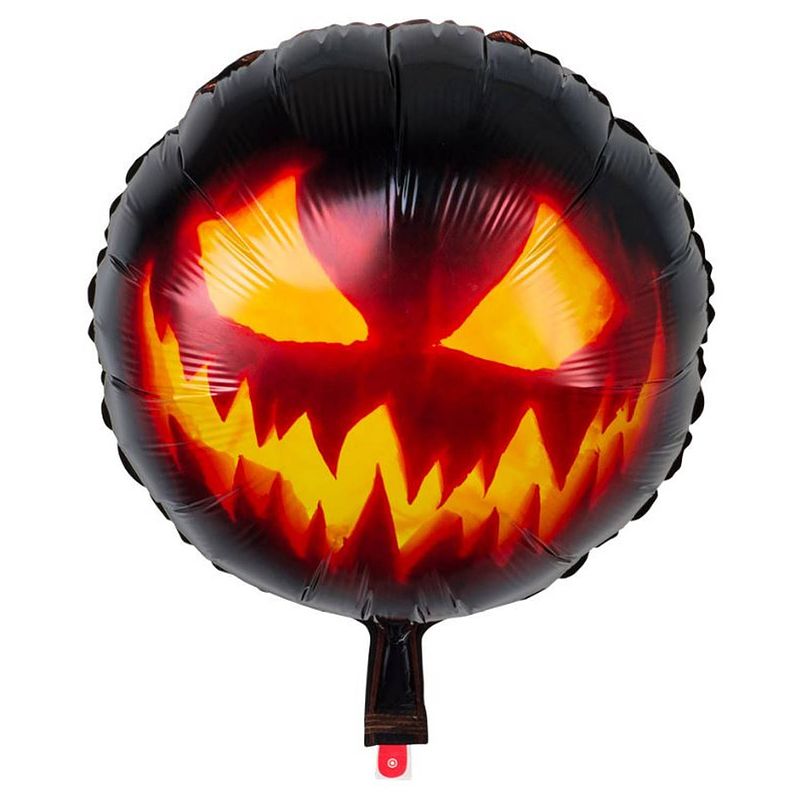 Foto van Boland feestballon creepy pumpkin 20 cm alu/nylon zwart/oranje