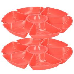 Foto van Excellent houseware hapjes/chips serveerschaal - set 2x stuks - rood - 29 cm - serveerschalen