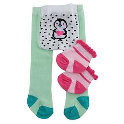 Foto van Heless poppensokken en panty pinguïn polyester groen 28-35 cm