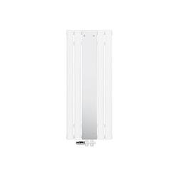 Foto van Platte badkamerradiator met spiegel en onderaansluiting set 1200x450 mm wit ml-design