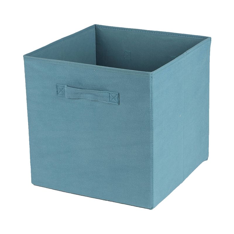 Foto van Urban living opbergmand/kastmand square box - karton/kunststof - 29 liter - ijsblauw - 31 x 31 x 31 cm - opbergmanden